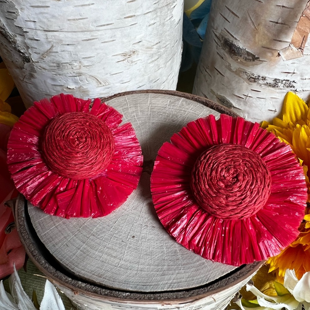 Statement Raffia Earrings 2” Long